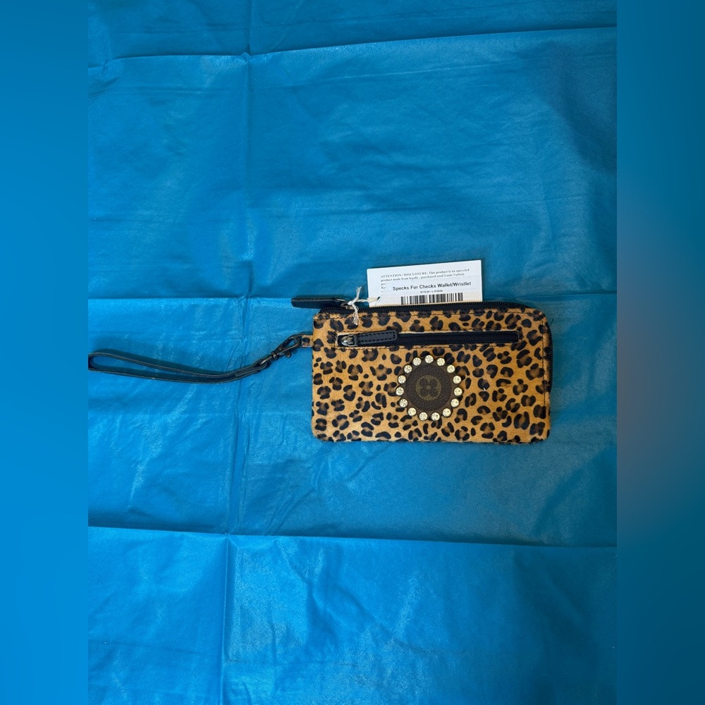 Leopard Print Wristlet with Studded LV Logo Accent